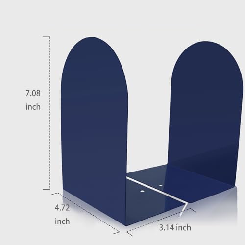 Lulonpon 2 Pieces Book Ends, Bookends, Books Stand, Metal Bookend for Shelves, Black Book Ends for School, Library, Desktop Organizer (2, Blue)