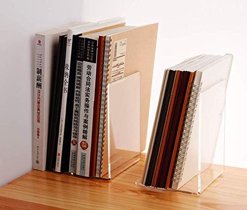 CY craft 8 Pieces/4 Pairs Bookends,Clear Acrylic Bookends for Shelves,Heavy Duty Book Ends and Desktop Organizer,Book Stopper for Books/Movies/CDs,7.3x4.8x4.8 inch