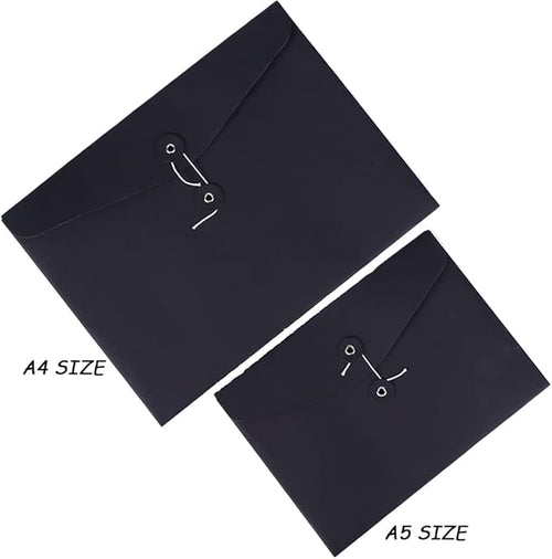 10pcs A4 Kraft Paper Envelopes Portfolio Foolscap File Folders Document Folder with String Fastener Closure Wallet Pockets File Bags Storage Pouch Paperwork Organizer Bag for Office School Home