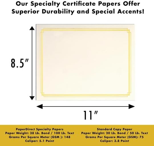 PaperDirect Foil Elegance Specialty Certificates, 50 Sheets of 38lb White Paper, 8½" x 11", Double Silver Foil Border, Perfect for Awards, Students, Employees, Volunteers, Course Completion, Diplomas