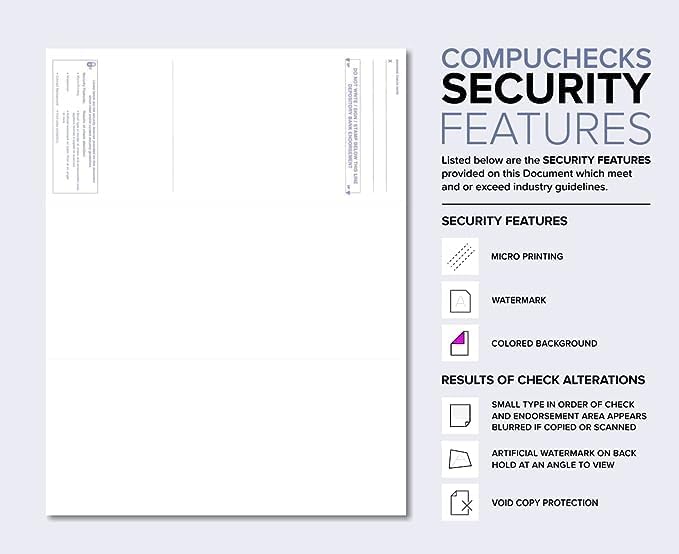 Compuchecks Check on Top Blank Check Paper - 100 Pack, Quick-Books & Laser Printer Compatible - Security Business Checks with Voucher - 8.5" x 11" Green Diamond