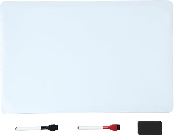 Amazon Basics Magnetic Whiteboard, Dry-Erase Board for Fridge with 2 Markers and Eraser, Sheet 20" x 13"