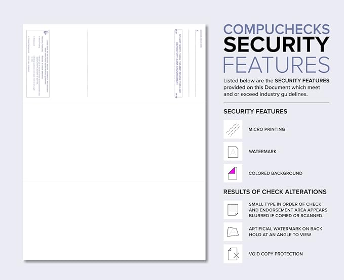 Compuchecks Top Blank Check Paper - 1000 Pack, Quick-Books & Laser Printer Compatible - Security Business Checks with Voucher - 8.5" x 11" Brown Marble