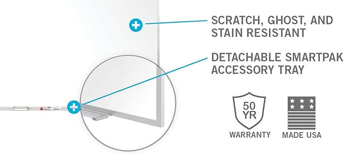 Ghent 4 x 6 Aluminum Frame Porcelain Magnetic Whiteboard, 1 Marker, 1 Eraser", M1-46-4