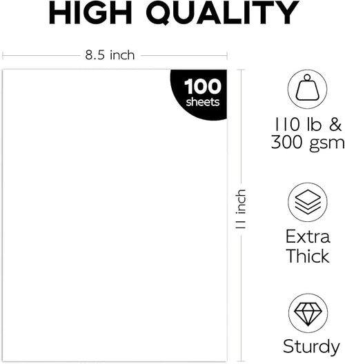 110lb White Cardstock 8.5x11, Goefun 100 Sheets Heavyweight White Card Stock 300 GSM for Invitations, Menus, Poster, DIY Card