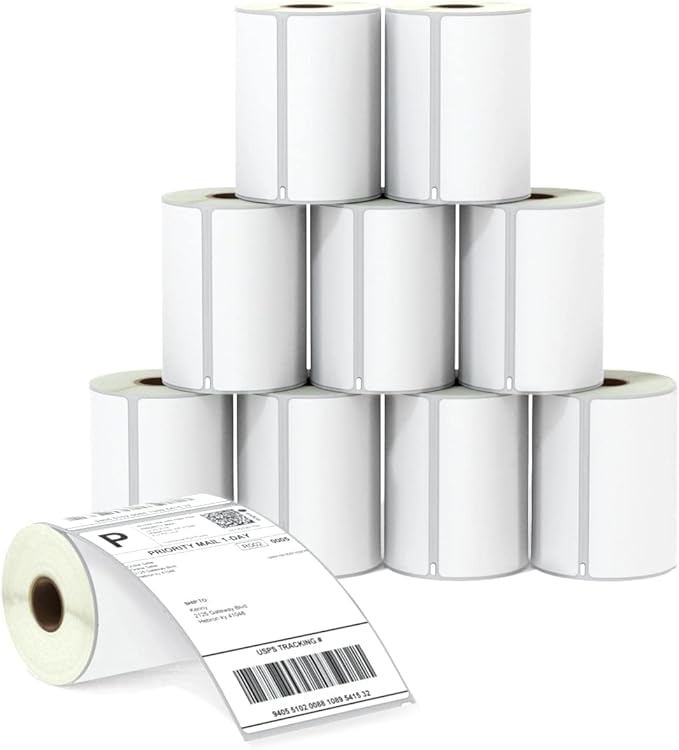 BETCKEY - Compatible DYMO 1744907 (4" x 6") Shipping Labels, Perforated, Compatible with DYMO Labelwriter 4XL Rollo & Zebra, NOT Fit 5XL [10 Rolls/2200 Labels]