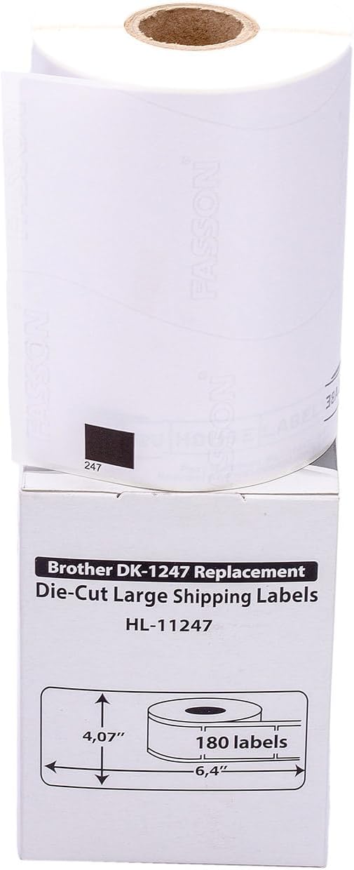 HOUSELABELS Compatible with DK-1247 Replacement Roll for Brother QL Label Printers; 180 Large Shipping Labels; 4.07" x 6.4" (103mm*163mm) - 1 Roll