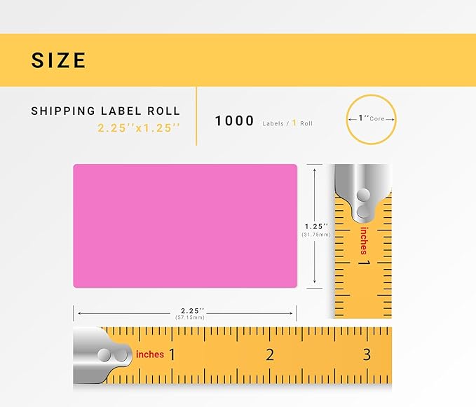 HOUSELABELS 2.25" x 1.25" Pink Address Labels on 1" Core Compatible with Zebra and Rollo Printers, 16 Rolls / 1,000 Labels per Roll