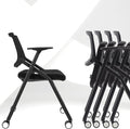 20 Pack Conference Room Chairs with Wheels and Paddle, Ergonomic Mesh Back and Arms for Home Office Desk Folding Chairs Black (10 Boxes)