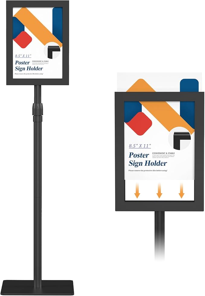 Relx Adjustable Outdoor Sign Holder Stand for Display - Floor Sign Stand with Base for Business Retail Events 8.5x11 inches