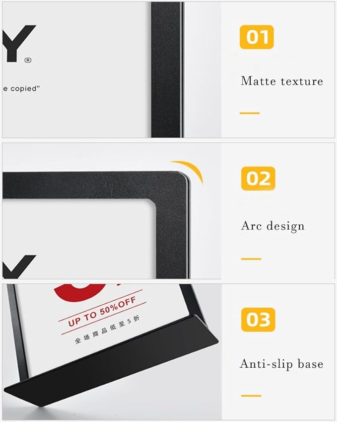 ECKEK Carbon Steel Sign Holder, Menu Displays Double Sided, Table Top Sign Stand (T Shape White A4 210×297mm/8.27×11.69 inches)