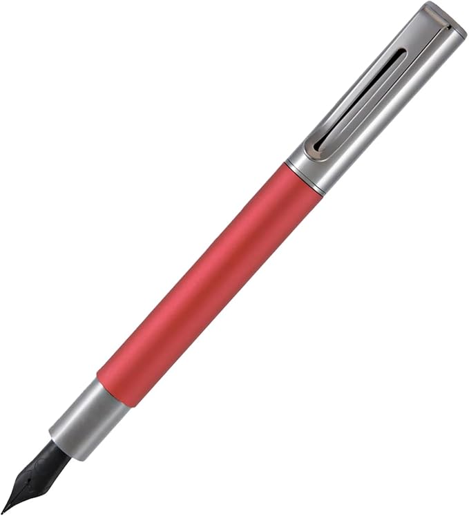 Monteverde USA Ritma Fountain Pen in Red – Stub Nib, Calligraphy JoWo Stainless Steel, Refillable Ink Cartridge/Converter – Perfect for Artists & Calligraphers