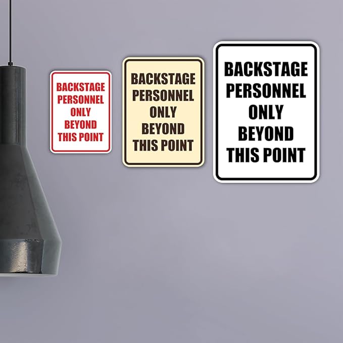 Portrait Round Backstage Personnel Only Beyond This Point Door or Wall Sign Easy Installation | Music | Concert | Festivals Sign (Brushed Silver) - Large