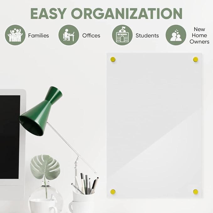 Ships Next Day, Made in USA - Acrylic Dry Erase Board | Non-Magnetic Dry Erase Board | Hanging Frameless White Board | Acrylic for Office, School and Home Walls | for Kids & Adults (White - 11x14)