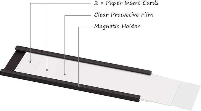 Realth C Channel Magnetic Label Holders 50 Pack 3'' x 6'' with Paper Inserts and Clear Plastic Protectors, Magnetic Data Card Holders File Cabinet Labels for Metal Racks and Shelves