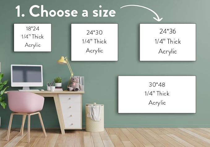 Acrylic Dry Erase Board for Wall with Stylish Border - Shipped Next Day, Made in USA, Non-Magnetic Whiteboard, Wall Mounted Board, Easy to Clean (Clear - 24x30)