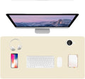 PU Leather Desk Pad Protector Gaming Mouse Pad Non Slip Desk Mat for Keyboard and Mouse Waterproof Desk Writing Pad for Office and Home Desk Accessories(Beige, 23.6 * 11.8)