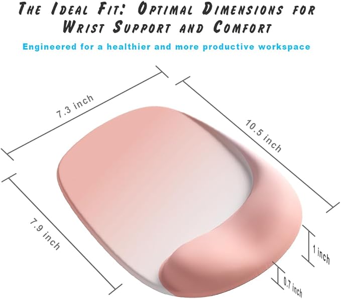 ErgoEase Ergonomic Mouse Pad with Gel Wrist Support - Premium Lycra Fabric, Non-Slip, Ideal for Laptop & Desktop, Office & Gaming，Desk Accessories (06Blush Horizon)