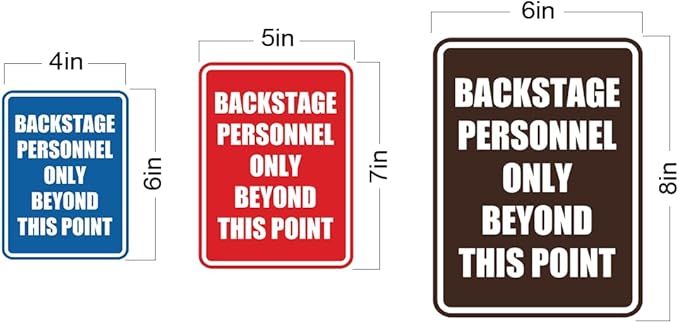 Portrait Round Backstage Personnel Only Beyond This Point Door or Wall Sign Easy Installation | Music | Concert | Festivals Sign (Blue) - Large (10 Pack)