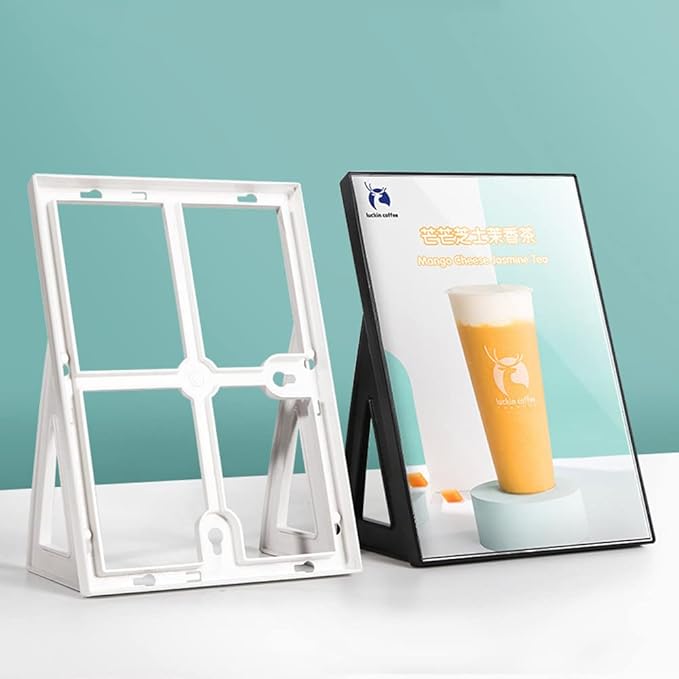 ECKEK ABS Plastic Sign Holder，Menu Displays L Shape Sign Stand Vertical/Horizontal Use (Black A5 148×210mm/5.83×8.27inches)