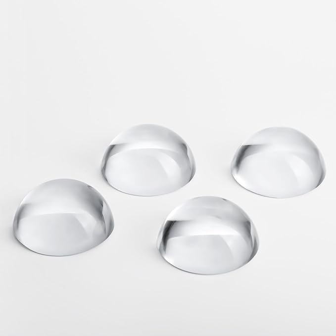 QFkris 4Pcs 1.9inch Crystal Dome Magnifying Paperweight, Clear Distortion-Free Optics Convex Lens Set for Physics Classroom Home Decor Graduation Gifts