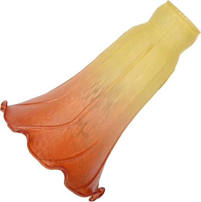 Bieye LS11 Lily Flower Blown Glass Lampshade (Yellow Orange, Opening I.D. 1.26" x O.D. 1.5")