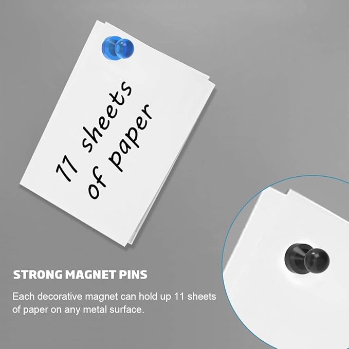 MHDMAG Magnetic Push Pins Powerful Push Pin Magnets for Fridge Whiteboards Calendars Maps in School & Office Pack of 32,Blue