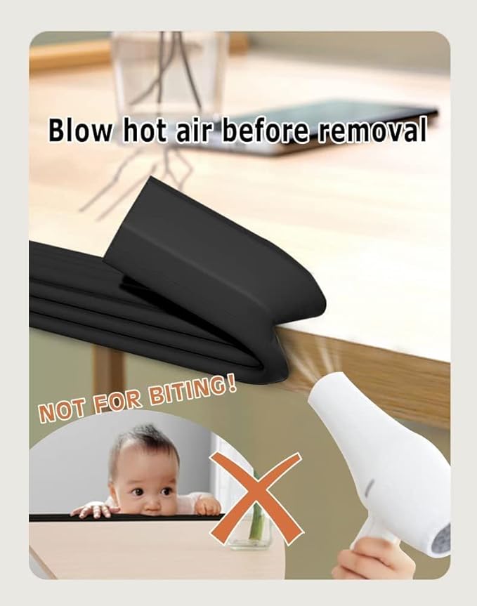 Soft Extra-Wide Edge Protector for Baby, 16.4ft Baby Proofing Edge Guards Padding Self-Adhesive Double Sided Tape, Safety Guards Proof Foam Padding for Sharp Edges, Table, Desk, Furniture Black