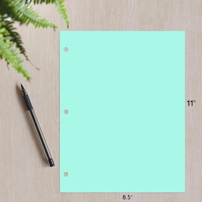 Copy And Printing Color Paper, 20 Lb. 3 Hole Punch 500 Sheets Per Ream. (Turquoise)
