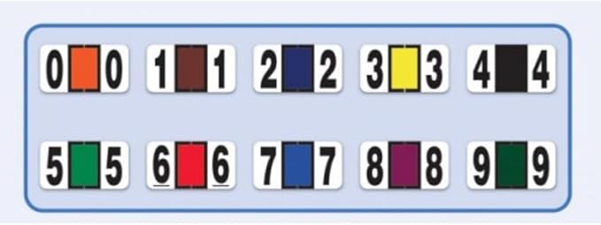 File Right Number Labels Roll – Color-Coded Numeric Filing Labels, 1-5/8" × 7/8" Laminated Self-Adhesive File Folder Numbers for, Office Filing Systems, Automotive Records – Roll #7, 3 Roll