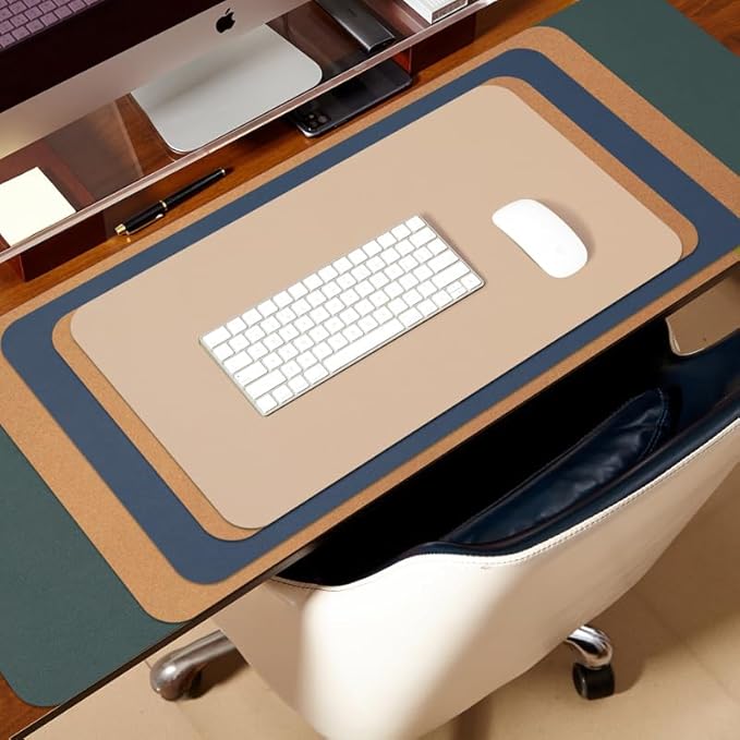 Cork Desk Mat - Small Dual-Sided Desk Pad for Office and Home - Desk Organization and Accessories - Ideal for Large Mouse Pad and Small Desk Mats on Top of Desks(Orange,23.6"x 13.8")