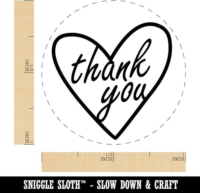Thank You in Heart Self-Inking Rubber Stamp Ink Stamper for Stamping Crafting Planners - 1 Inch Medium - Black Ink