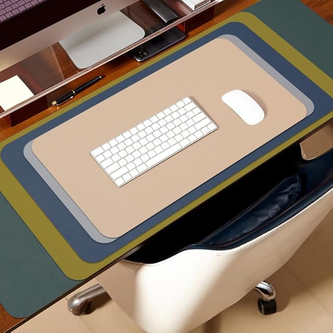 Leather Desk Mat - Non-Slip PU Desk Pad for Office and Home - Desk Organization and Accessories - Ideal for Large Mouse Pad and Desk Mats on Top of Desks (Lemon Yellow,31.5"x 15.7")
