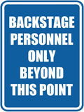 Portrait Round Backstage Personnel Only Beyond This Point Door or Wall Sign Easy Installation | Music | Concert | Festivals Sign (Blue) - Small