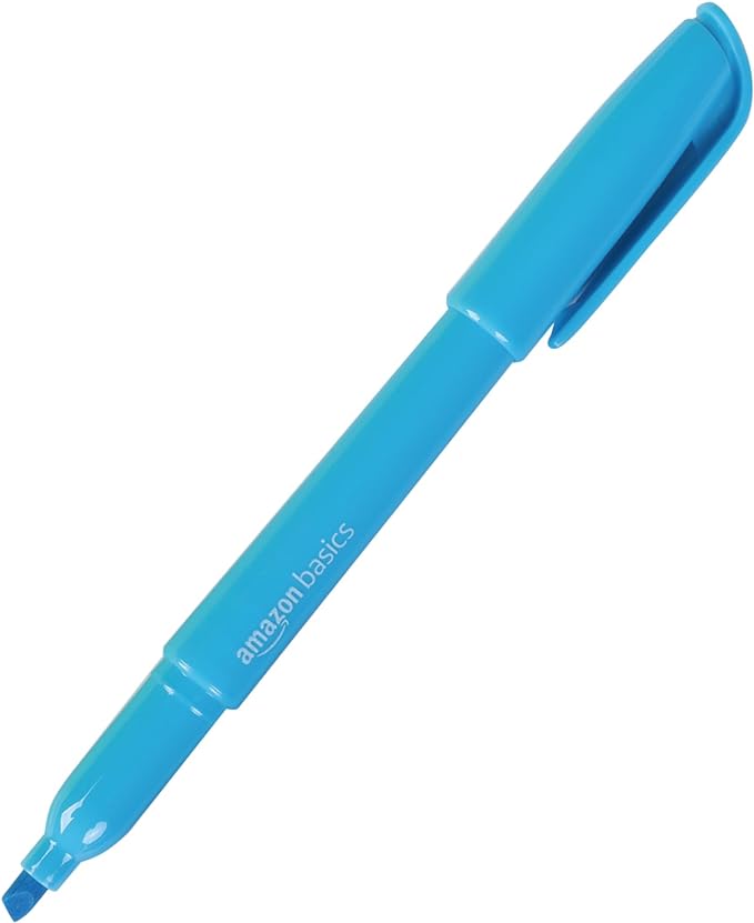 Amazon Basics Highlighters, Fluorescent Ink, Chisel Tip, School Supplies, 24 Pack, Multicolor