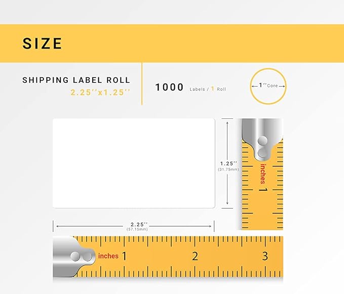HOUSELABELS 2.25" x 1.25" Address Labels on 1" Core in Polypropylene Compatible with Zebra and Rollo Printers, 2 Rolls / 1,000 Labels per Roll