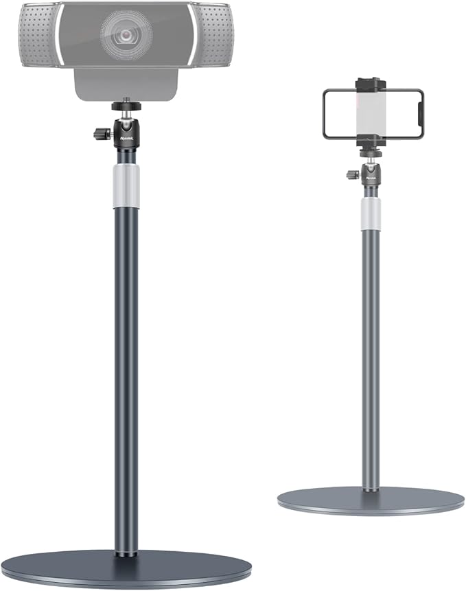 Nycetek Webcam Stand, Light Stand Tripod with 360° Rotatable Ballhead for DSLR Camera, Ring Light, Webcam, Desktop Tripod for Video Recording, Shooting, Game Streaming, YouTube