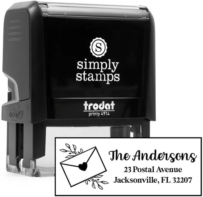 Custom Floral Address Stamp | Choose from 12 Designs | Multiple Ink Color Options | Envelope Return Address Stamp for Couple or Family (Design 3, Medium)