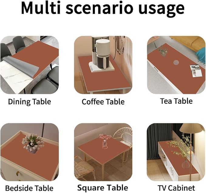 Zinkooat Leather Table Cover,1.8mm Thick,54x54 Inch Table Protector,Table Protector for Dining Room Table,Dining Table Cover,Table Cover Protector,Protector para Mesa De Comedor(Brown+Gray,54x54)