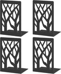 VFINE 4-Piece Modern Metal Bookends for Shelves, Black Tree Book Ends for Books, Decorative Book Organizer for Desk, Non-Skid Shelve Bookends for Home Office