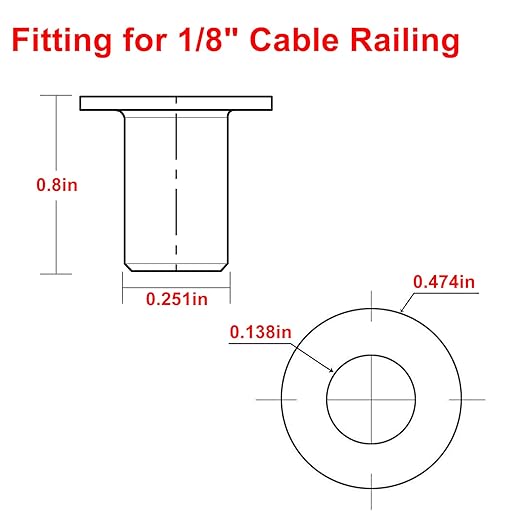 BLIKA 100 Pack Black Stainless Steel Protector Sleeves for 1/8" Deck Cable Railing, for Wood/Composite Posts, T316 Marine Grade, Black Cable Railing Protector Sleeves
