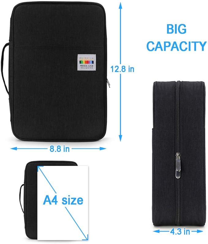 YOUSHARES Big Capacity Colored Pencil Case - 300 Slots large Pen Case Organizer with Multilayer Holder for Prismacolor Colored Pencils & Gel Pen (Black)