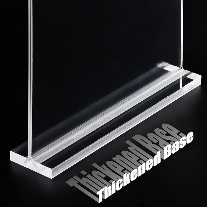 xydstay 8.5 x 11 Acrylic Sign Holder 2 Pack, Vertical T Shape Clear Plastic Menu Holder, Unbreakable Table Sign Holder for Restaurant, Office, School, Store and Home Use