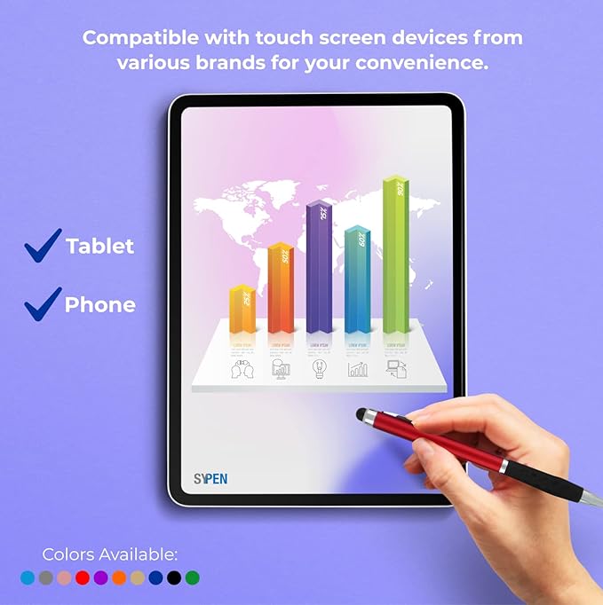 SyPen Personalized Pens With your Custom Logo or Text-600 Pack Bulk-for Businesses, Parties, and Events, 2 in 1 Ballpoint Pen & Stylus for Touchscreen Devices, L'Blue Barrel, Black Ink