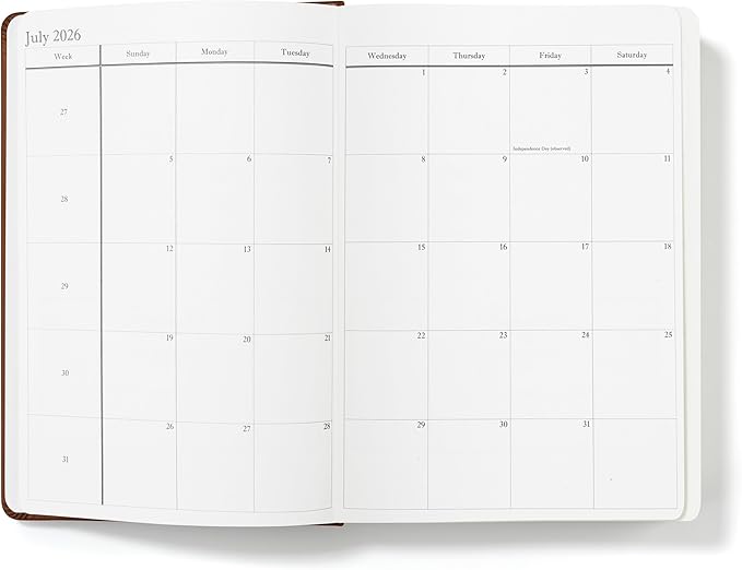 Wykeham's Executive 2026 Daily Journal Planner – US Public Holidays & Format – Customization Available (Personalized Brown, 8.5"×5.5")