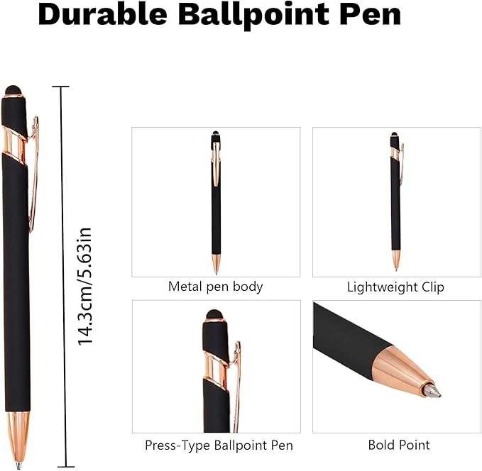 CRME Personalized Pens with Stylus Custom Pens in Bulk Customized Pen Engraved with Name Business Logo Multi Colors Ideal for Birthday School Party Metal Material Office Supplies for Women and Men