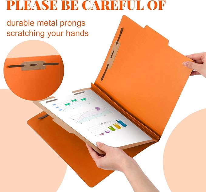 Skyygemm 36 Pcs Classification Folders Letter Size, 1 Divider Pressboard File Folder with Fasteners, Expanding File Organizer Bulk for School Teachers, Office Employee, Coworker, Staff (Orange)