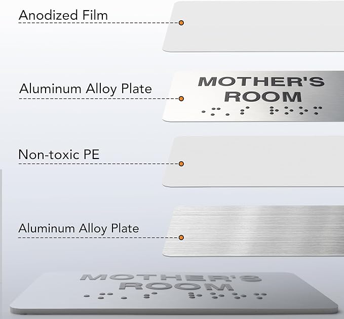 Custodian Signs with Raised Text & Grade 2 Braille, Brushed Aluminum/Silver Finish Easy Install with Double-Sided Tape, ADA Compliant Custodian Door Sign for Businesses & Offices