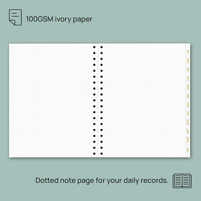 POPRUN Monthly Planner 2025-2026 Spiral Hardcover (8'' x 10''), 18 Months Calendar (Jul.2025 - Dec.2026) - 2 Pages per Month with Dotted Note Pages, Sunday Start, Laminated Tab - Light Pink