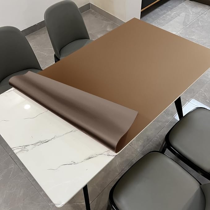 Zinkooat Leather Table Cover,1.8mm Thick,36x54 Inch Table Protector,Table Protector for Dining Room Table,Table Protectors for Rectangle Tables.(Mud Color+Champagne Gold,36x54)